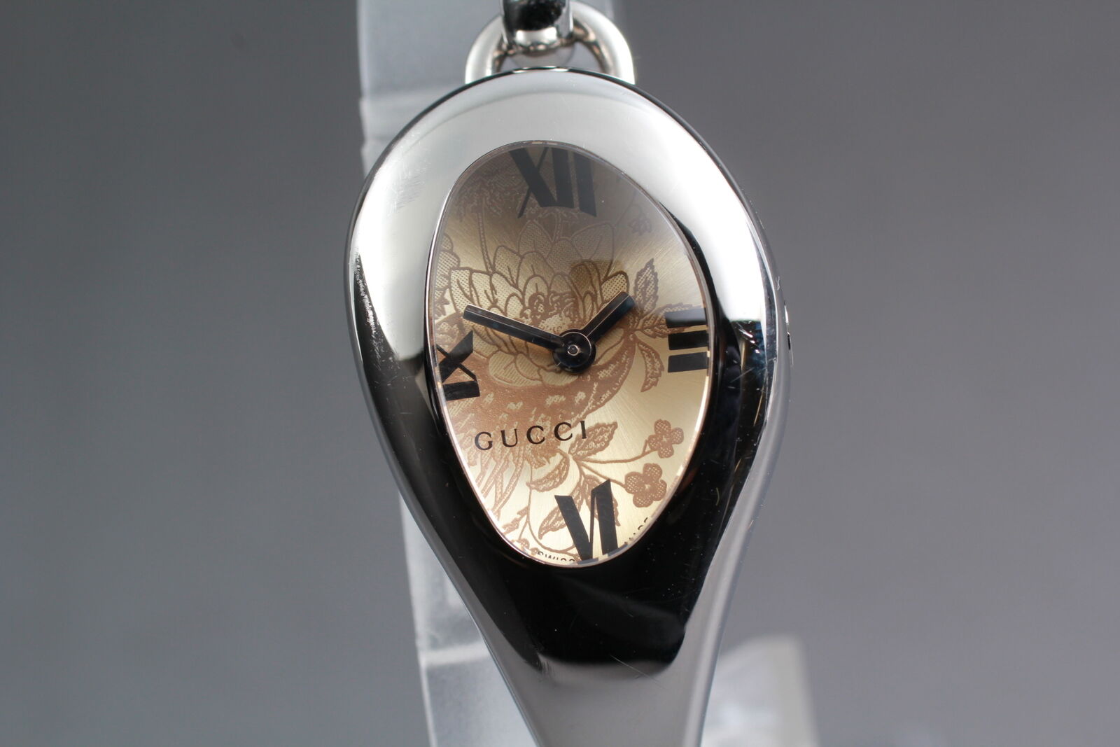 Vintage [Exc+5 Box ] Gucci 103 Horsebit Floral Silver Woman's Quartz Watch JAPAN