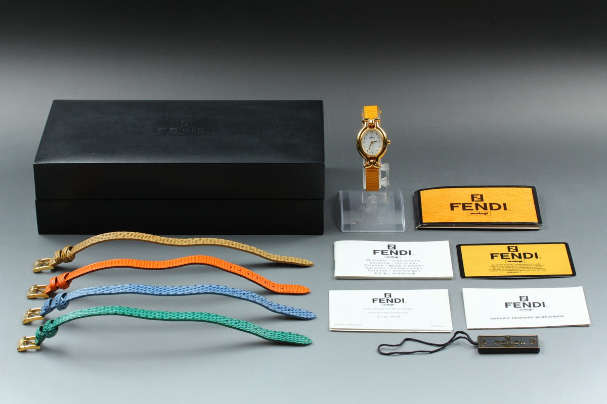 FENDI 640L Chameleon 5 Colors Belt Gold Women's Quartz Watch Vintage [Box]