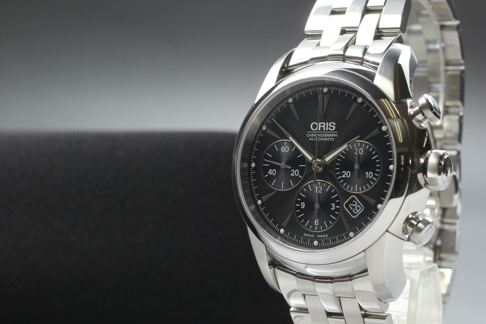 [Near MINT-] ORIS Artelier Chronograph 7547A Automatic Men's Watch From JAPAN