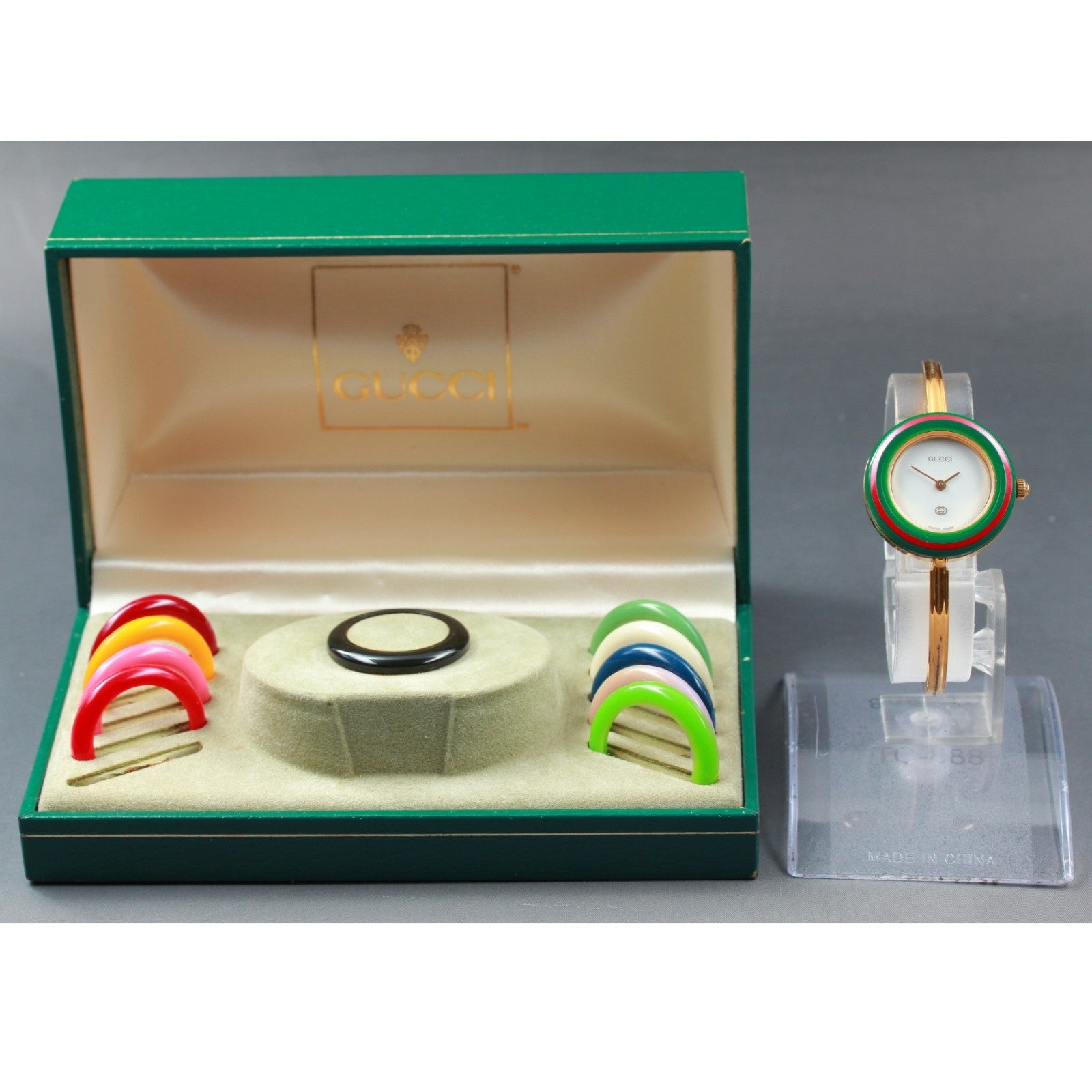 New Batt Gucci 11/12 Change Bezel 12 Colors Gold Quartz Women's Watch JP Exc+5