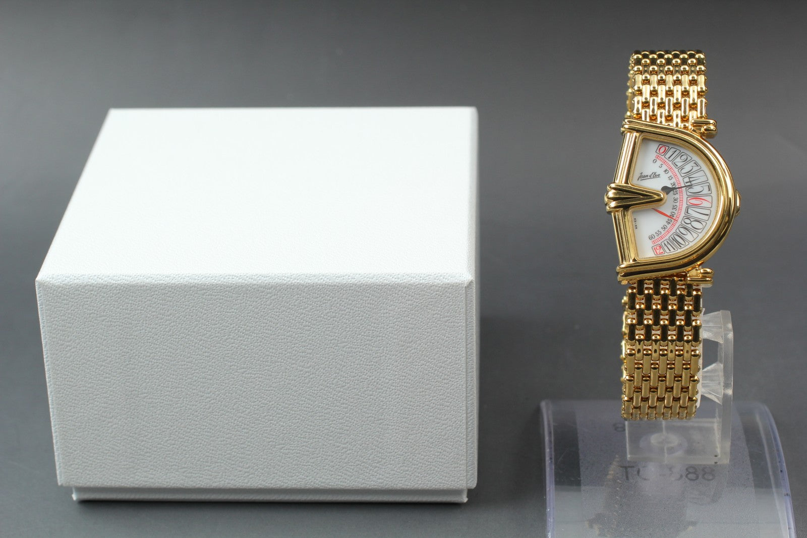 Vintage Jean d'eve Sectora Gold 25mm White Dial Women's Quartz Watch JAPAN