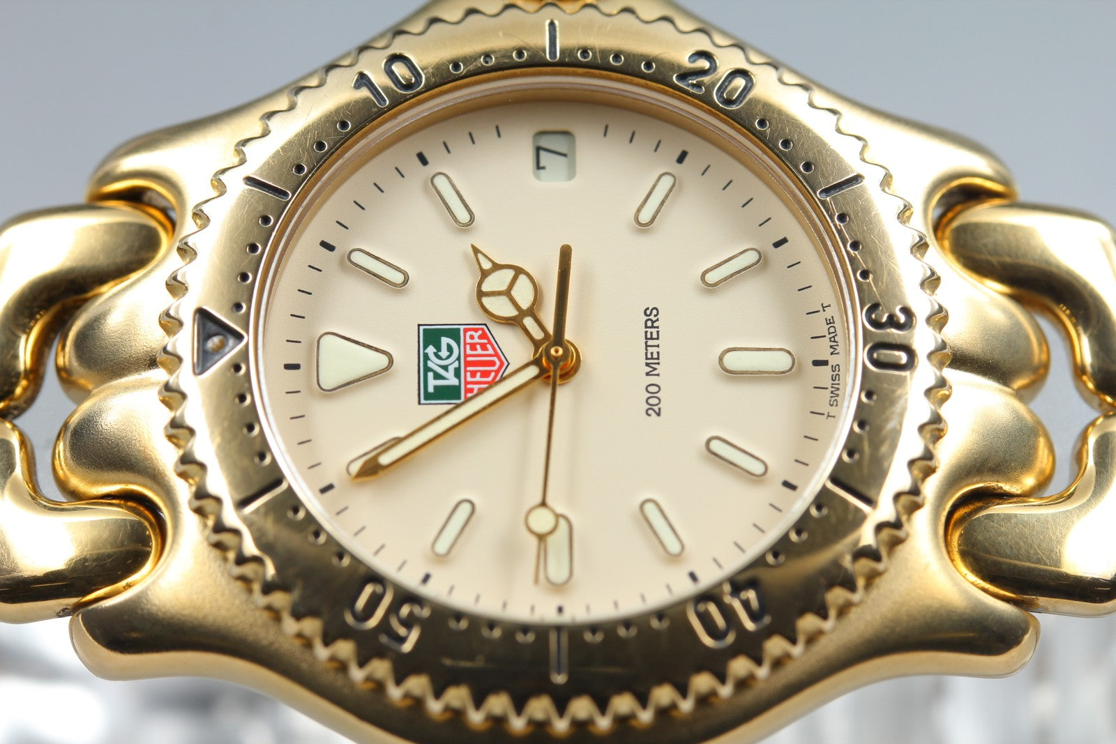 Vintage TAG Heuer S/el S94.706M Date 37mm Gold Cream Dial Men's Quartz Watch