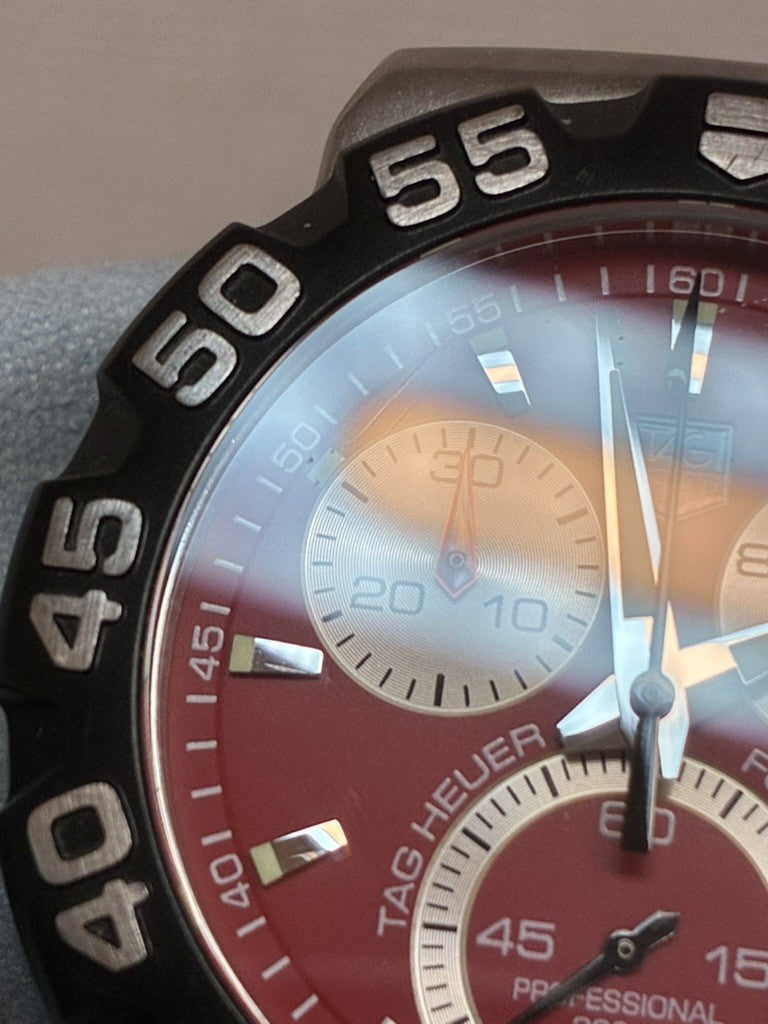Used TAG Heuer Formula 1 CAH1112 Red Quartz Chronograph Men's Watch 42mm JAPAN
