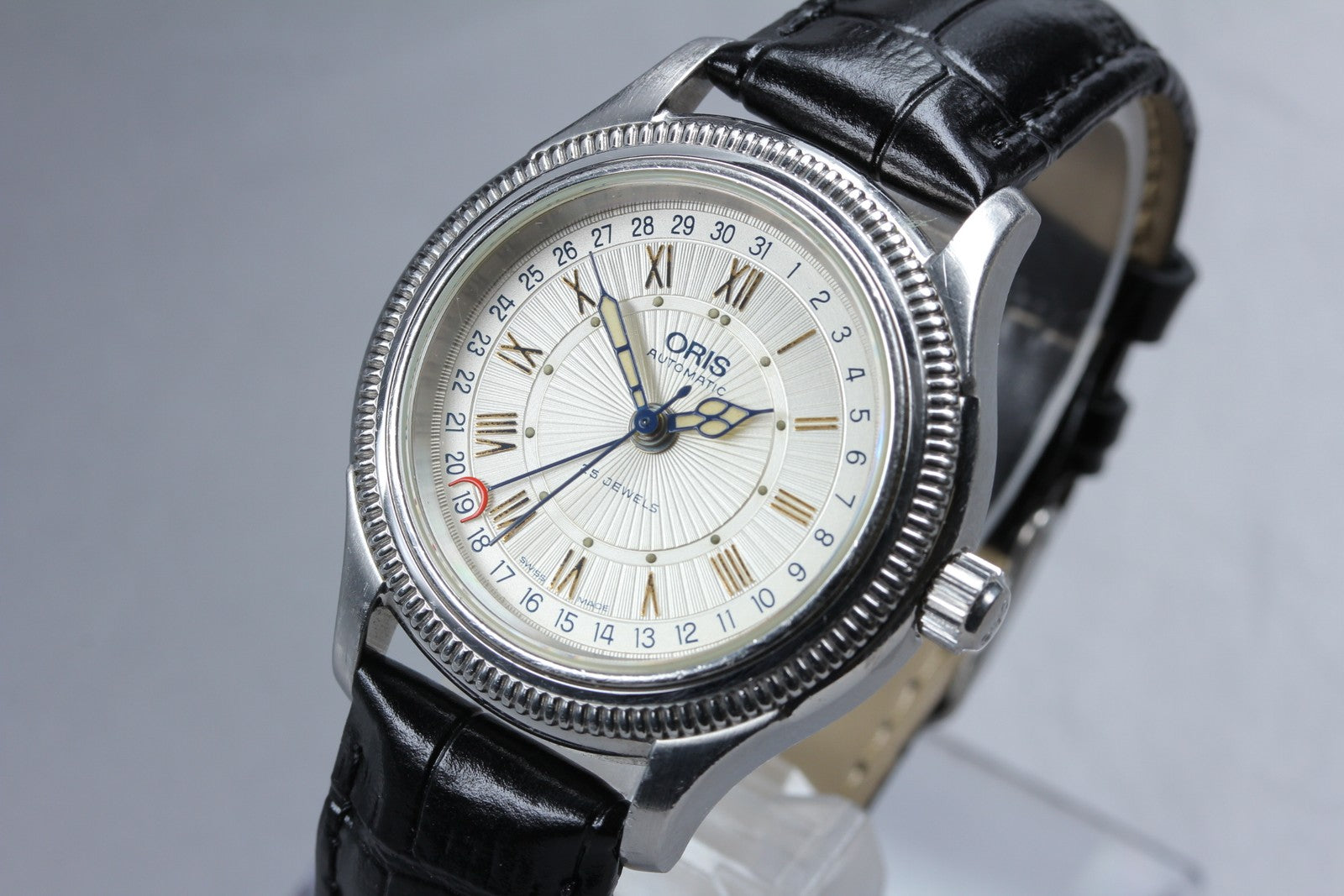 Vintage Oris Pointer Date 7465B Automatic White Dial Men's Watch 36mm JP Exc+5