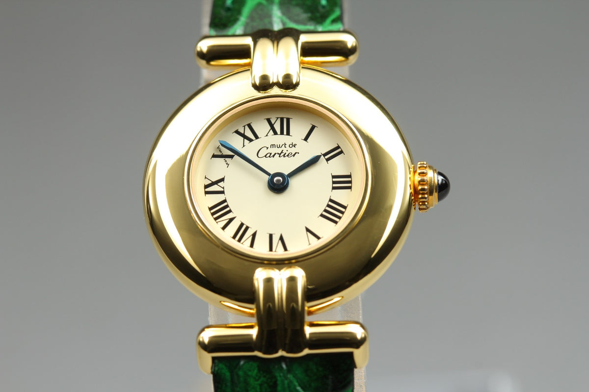 Cartier Must Colisee Vermeil 590002 Green Gold Women's Qz Watch Vintage [Box]