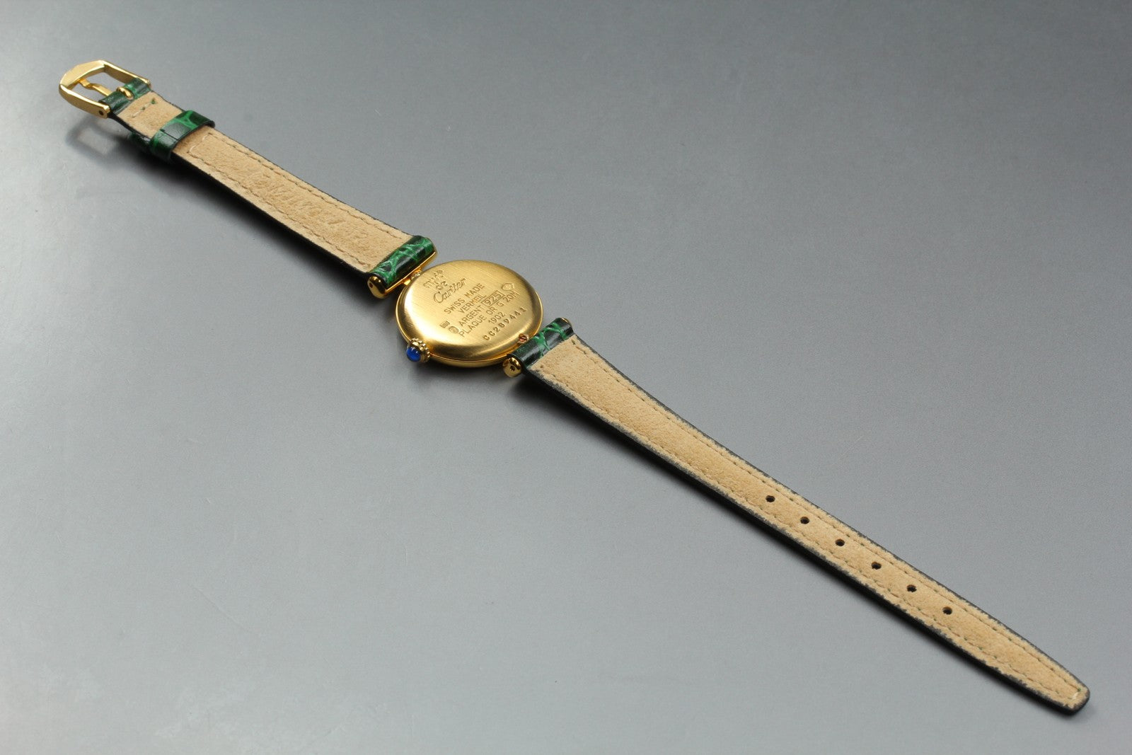 Vintage [Near MINT] Cartier Must Colisee Vermeil 1902 Green Women's Quartz Watch