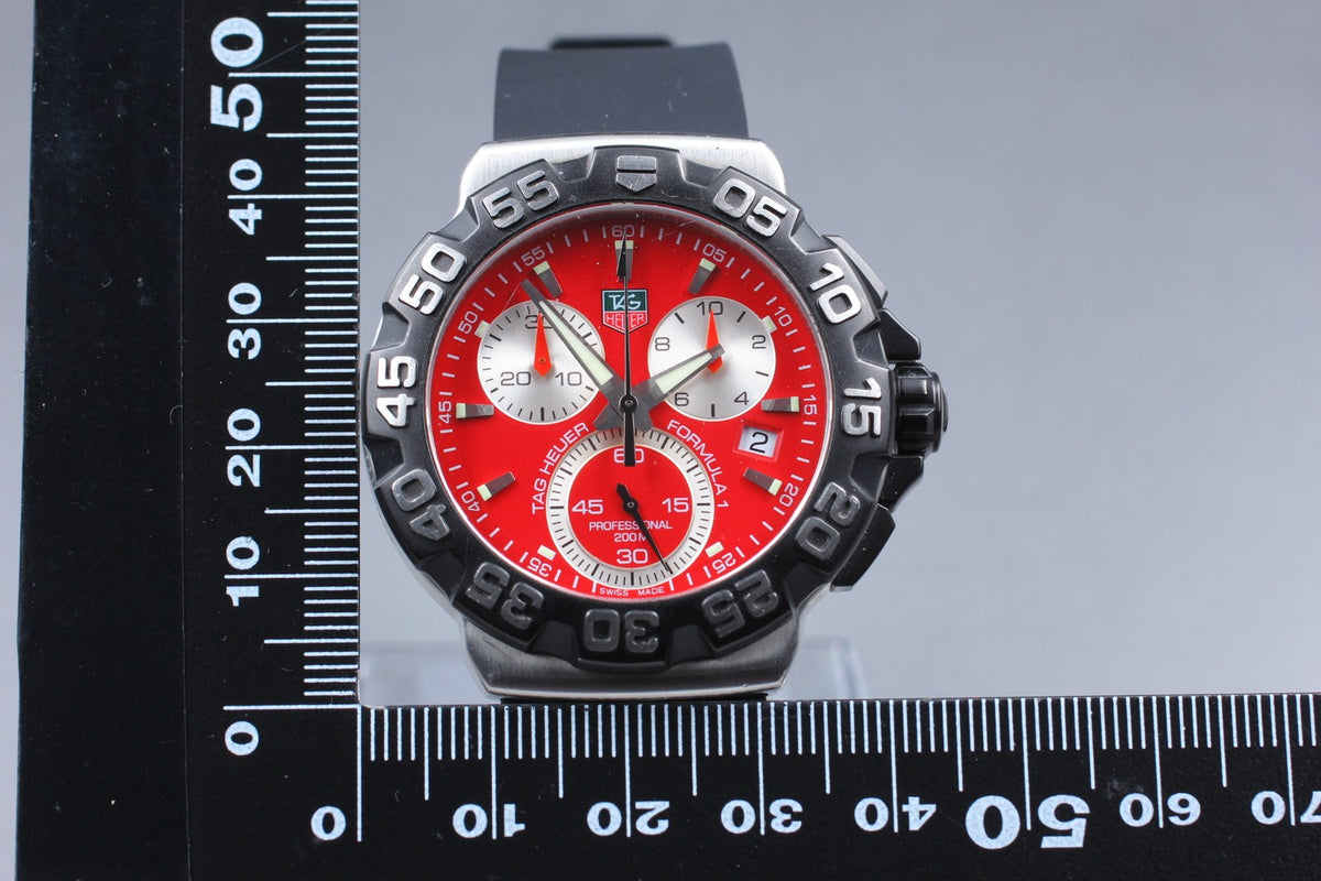 Used TAG Heuer Formula 1 CAH1112 Red Quartz Chronograph Men's Watch 42mm JAPAN