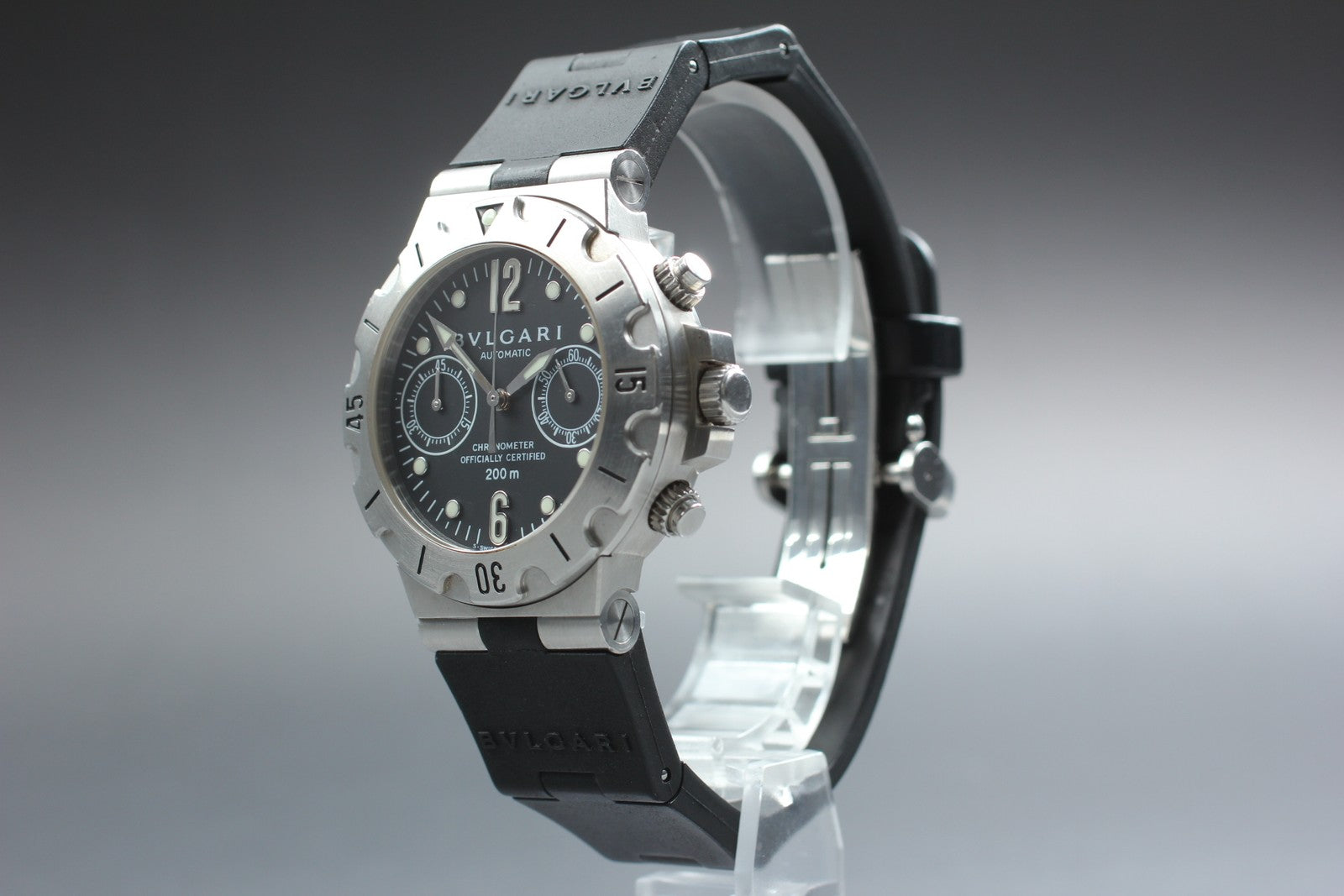 Exc+5* BVLGARI Diagono Scuba SCB38S Automatic Black Men's Watch 38mm From JAPAN