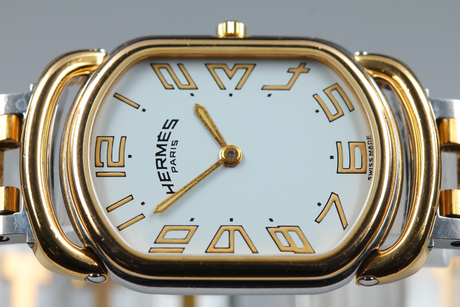 New Batt Vintage HERMES Rally Quartz White Dial Women's Watch 26mm JAPAN Box