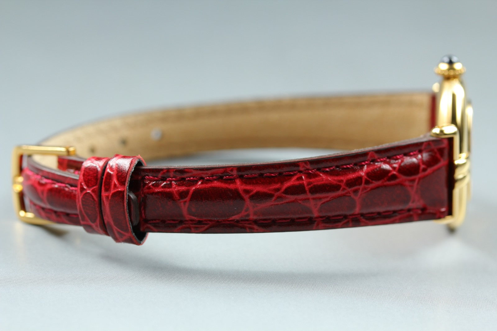 Vintage Cartier Must Colisee Vermeil 590002 Red Women's Quartz Watch [Pouch]