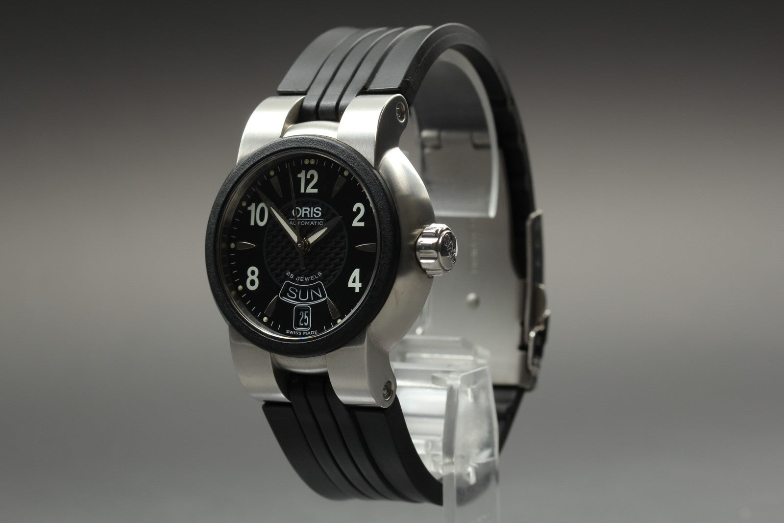 Exc+5*Box ORIS TT1 7523-44 Black Dial Automatic Day/Date Boy's Watch 37mm JAPAN