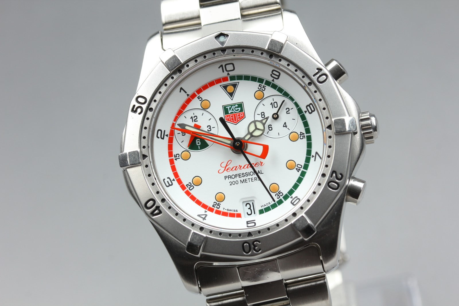 TAG HEUER Regatta CK111R Chronograp Quartz White Dial Men's Watch 39mm JAPAN Box