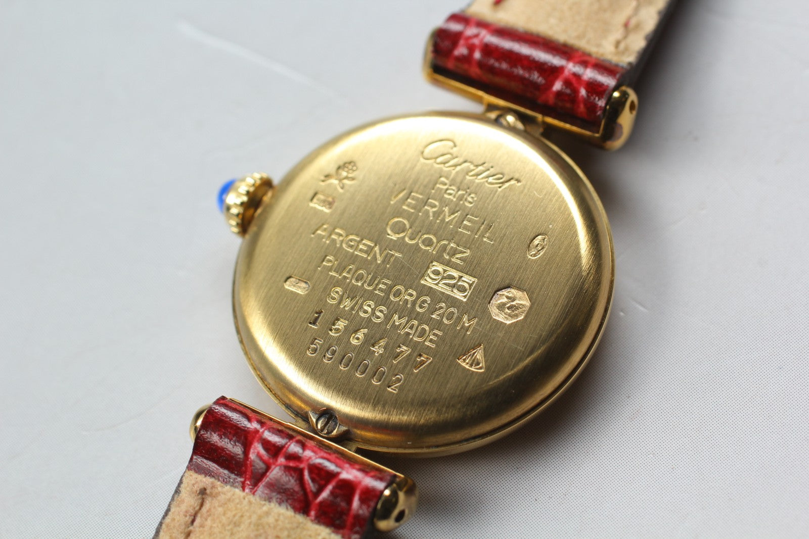 Vintage[Near MINT- Box] Cartier Must Colisee Vermeil 590002 Red Women's Qz Watch