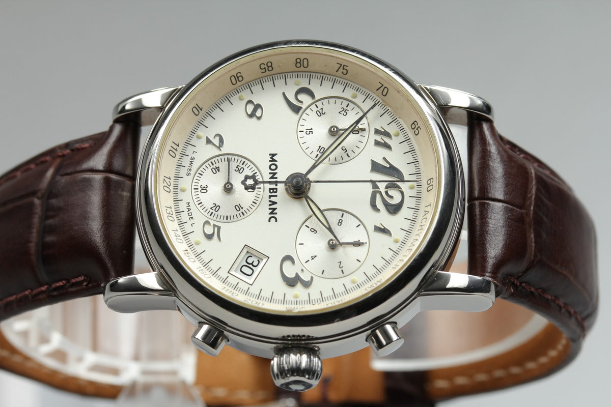 MONTBLANC Meisterstuck 7038 Chronograph Quartz Silver Men's Watch 35mm JAPAN