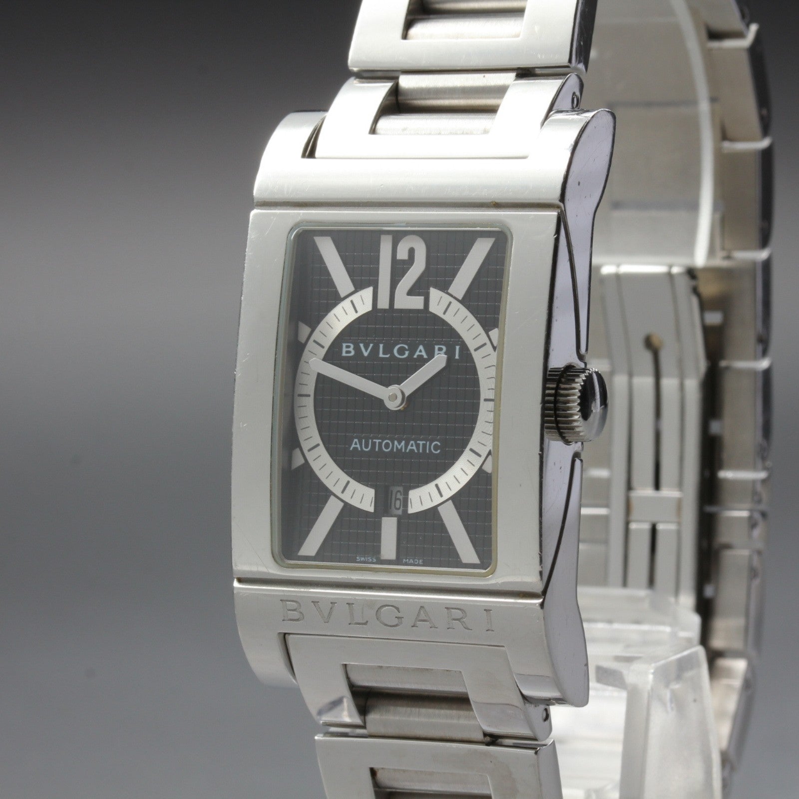 [Exc+5] BVLGARI Rettangolo RT45S Automatic Black Dial Men's Watch From JAPAN Box