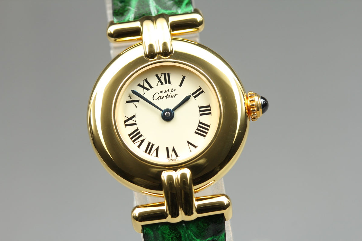 Cartier Must Colisee Vermeil 590002 Green Gold Women's Qz Watch Vintage [Box]
