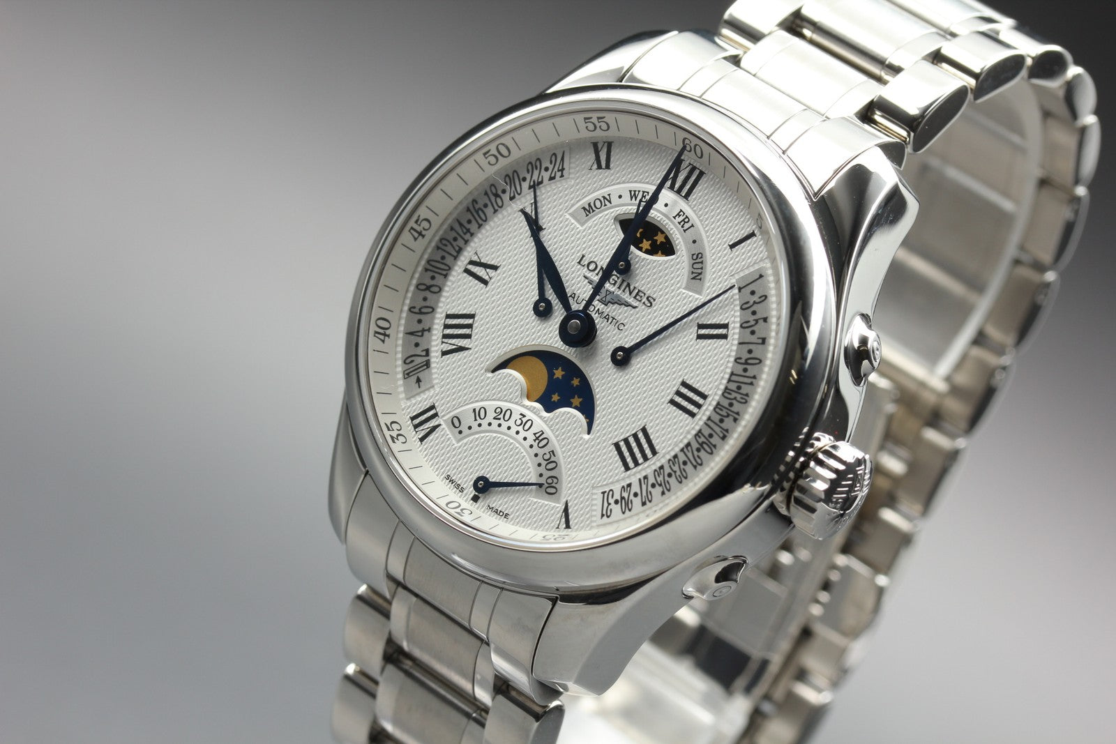 Polished Longines Master Collection Retrograde Moonphase L2.738.4 AT Men's Watch