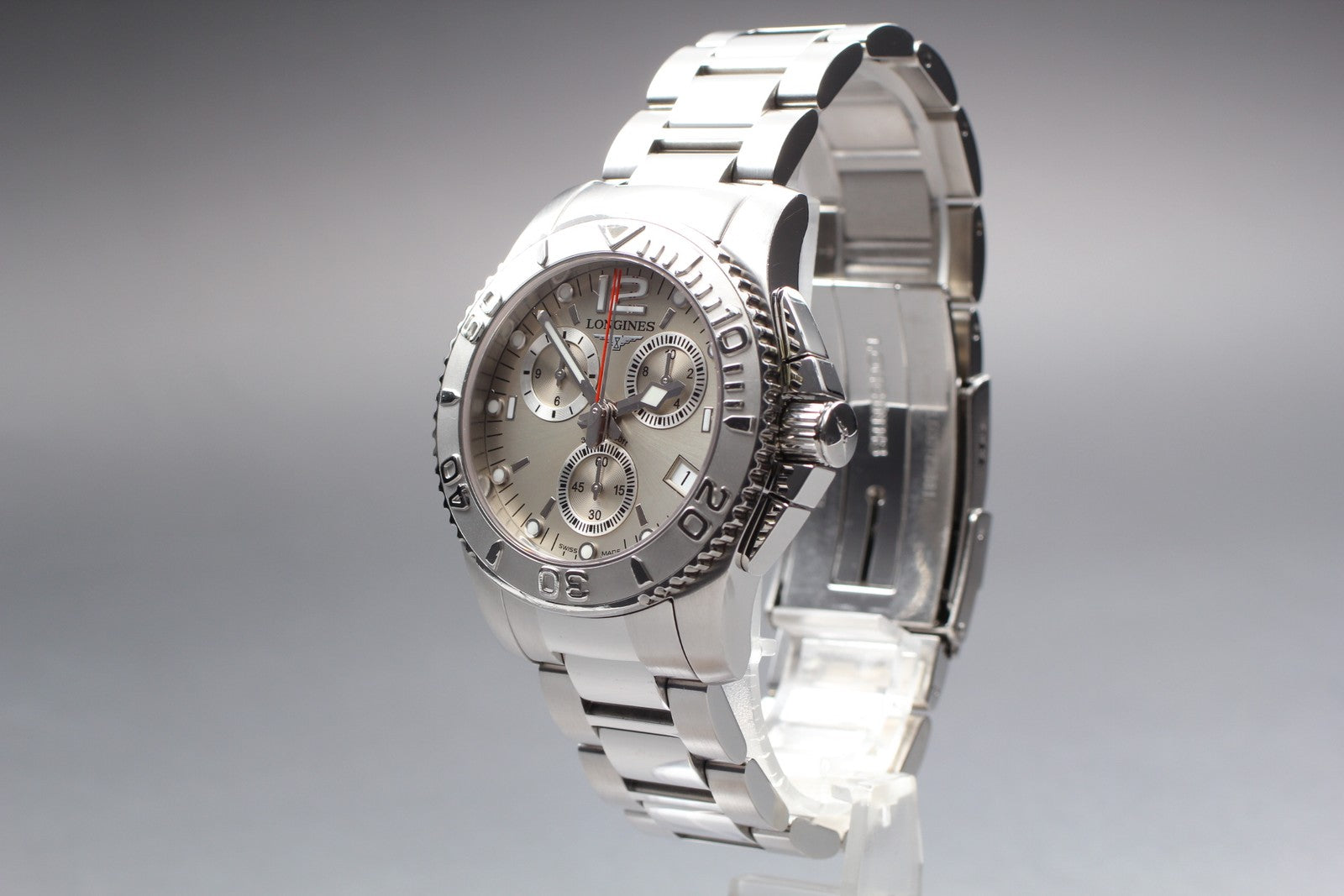 [Exc+5] LONGINES HydroConquest L3.672.4 Silver 40mm Qz Chronograph Men's Watch