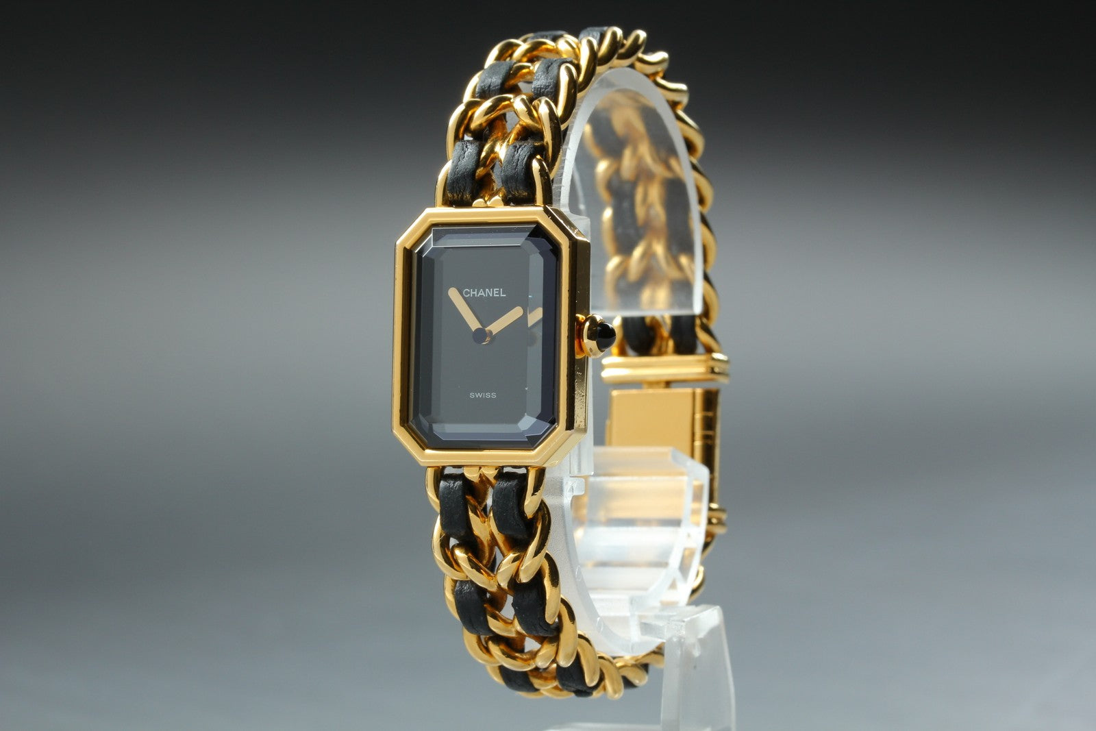 [Overhauled] CHANEL Premiere L Size Black Dial Gold 20mm Quartz Womens Watch Box