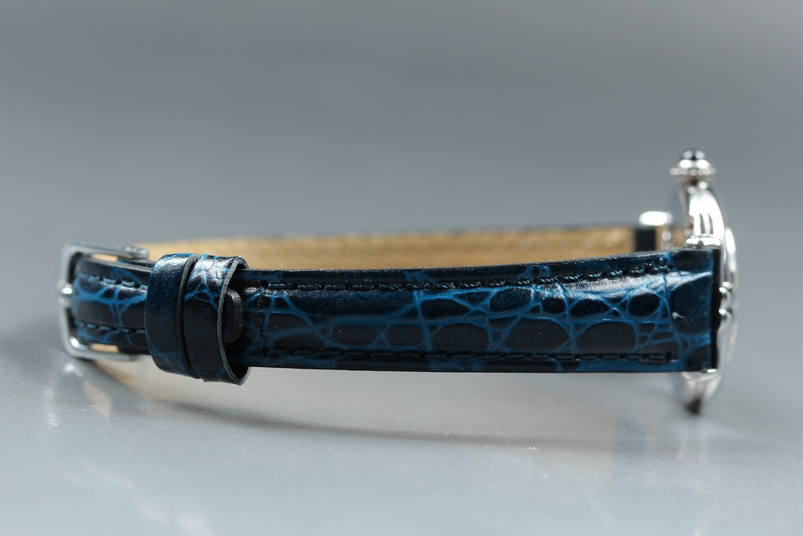[Overhauled] Cartier Must Colisee Vermeil 2411 Silver Blue Womens Qz Watch Pouch