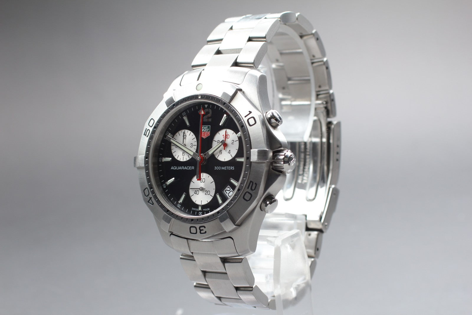 Box Tag Heuer Aquaracer CAF1110 Chronograph Black Quartz Men's Watch 42mm JAPAN