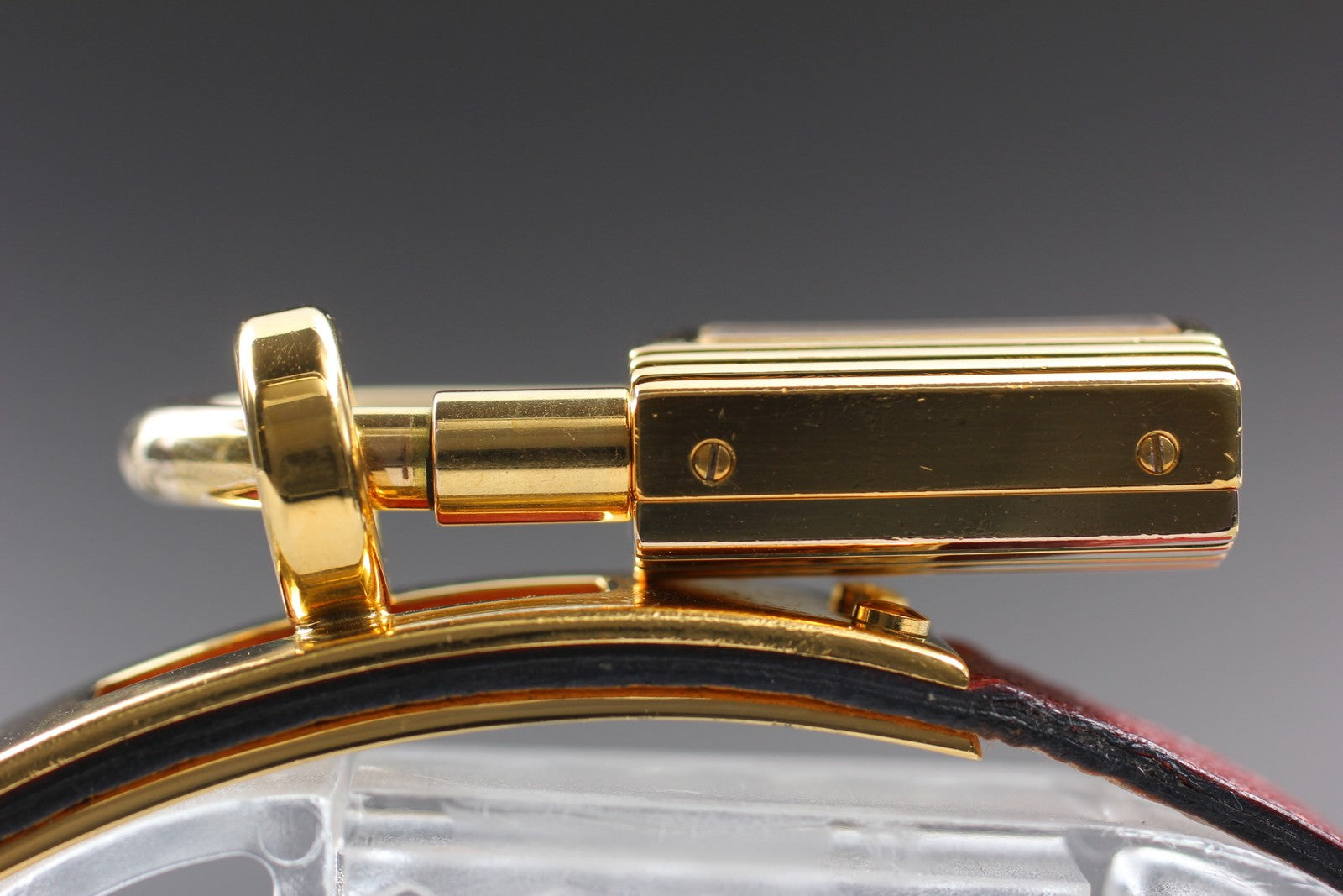 Vintage [Exc+5 Box] HERMES Kelly Watch Gold Red "U" Woman's Quartz Watch JAPAN