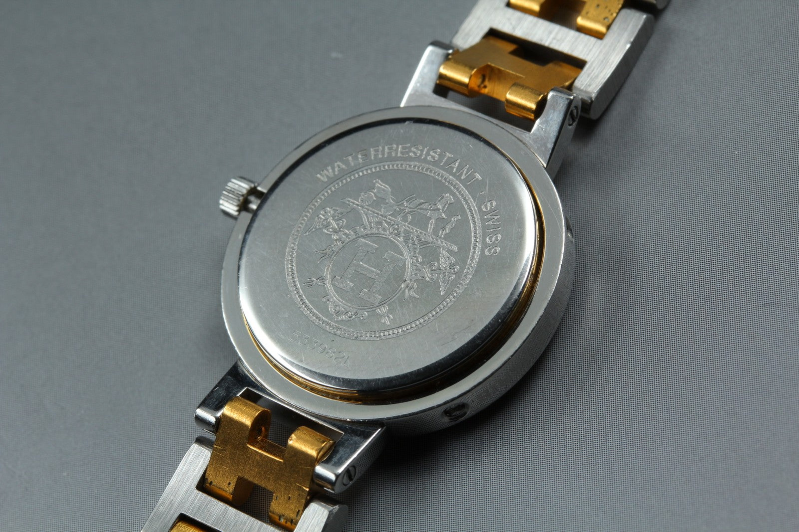 Vintage [Exc+5 Box] Hermes Clipper 24mm White Dial Gold Woman's Watch Quartz