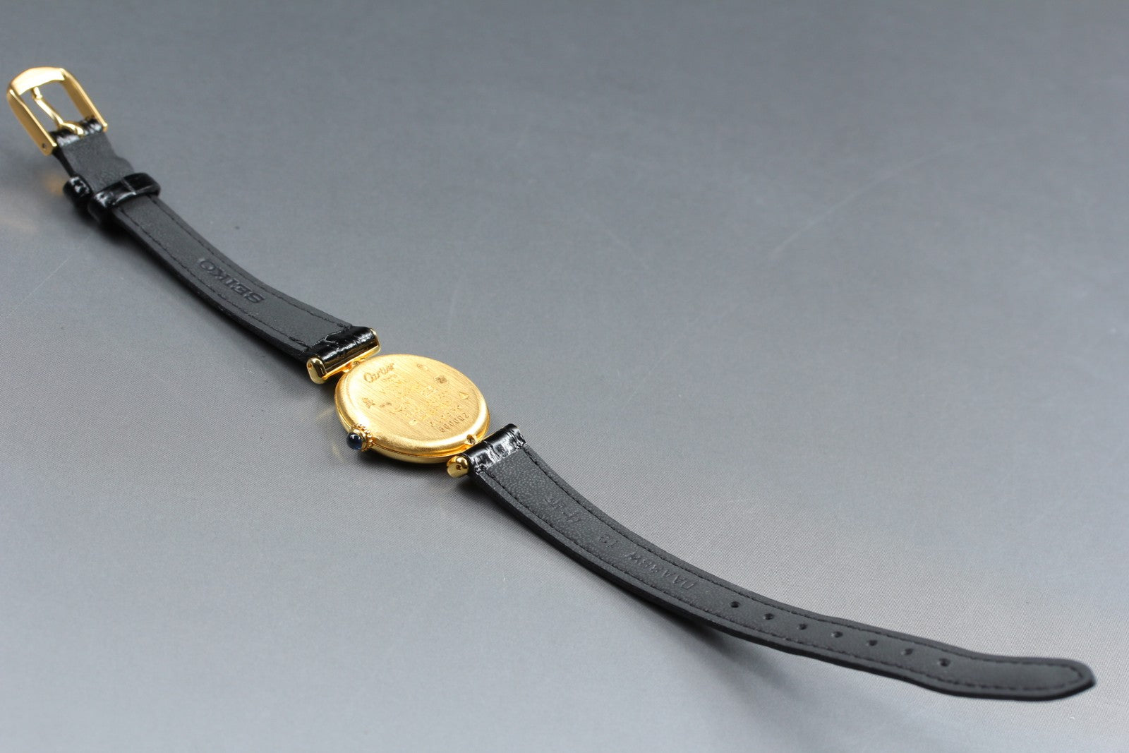 Vintage Cartier Must Colisee Vermeil 590002 Black Women's Quartz Watch [w/Box]