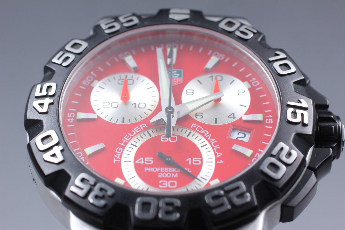 Used TAG Heuer Formula 1 CAH1112 Red Quartz Chronograph Men's Watch 42mm JAPAN