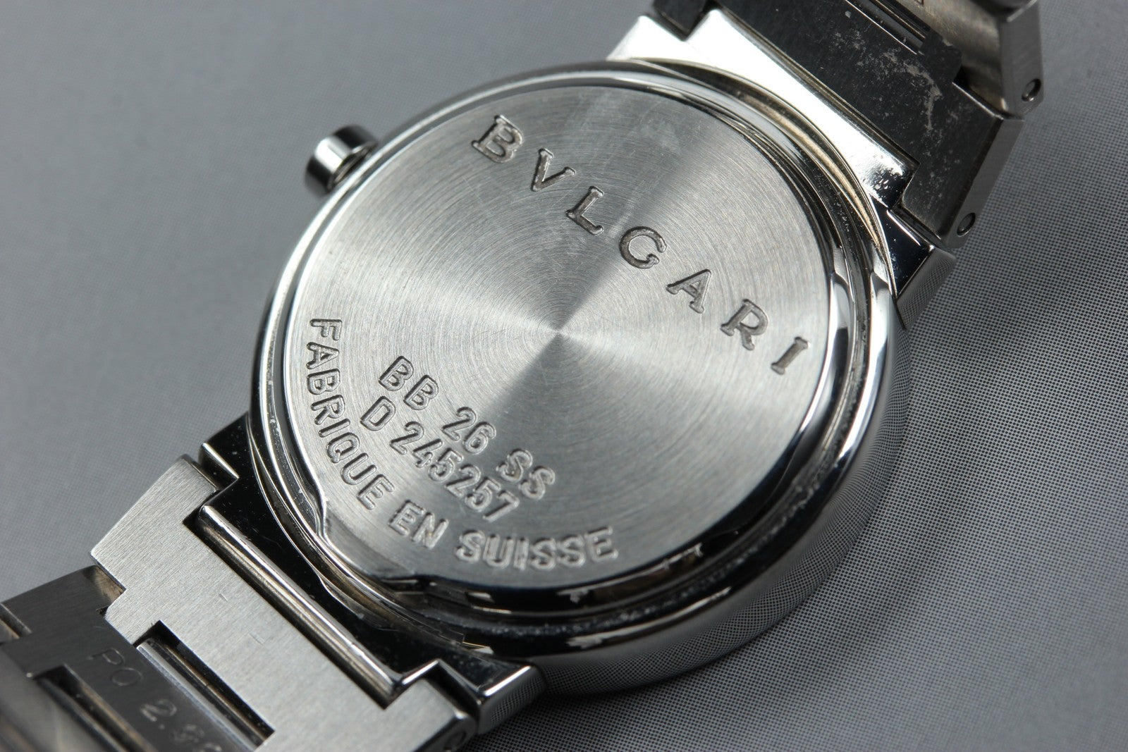 New Batt BVLGARI BB26SS Black Dial Quartz Date Women's Watch 26mm Used JAPAN