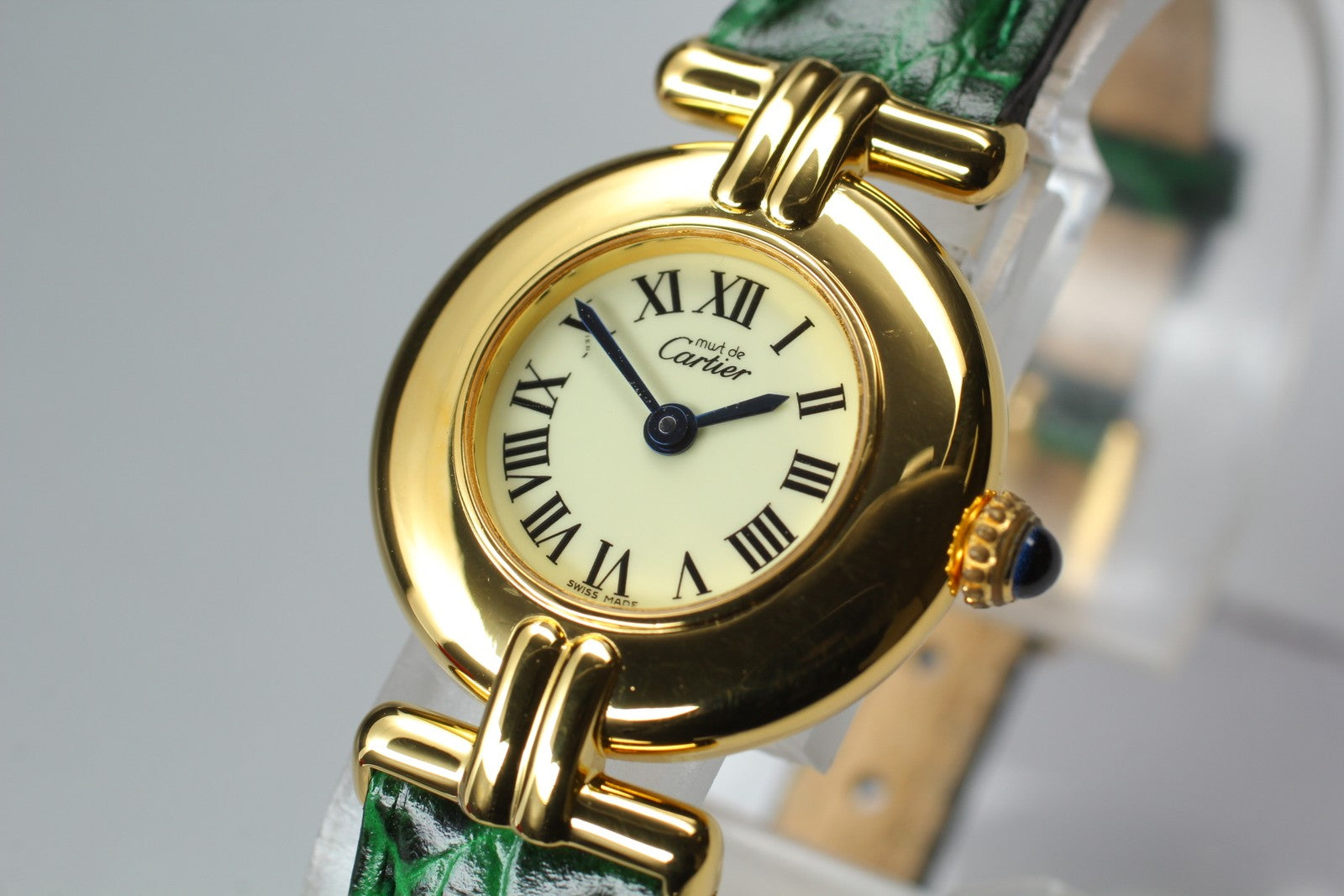 Vintage Cartier Must Colisee Vermeil 590002 Green Gold Women's Qz Watch [Box]