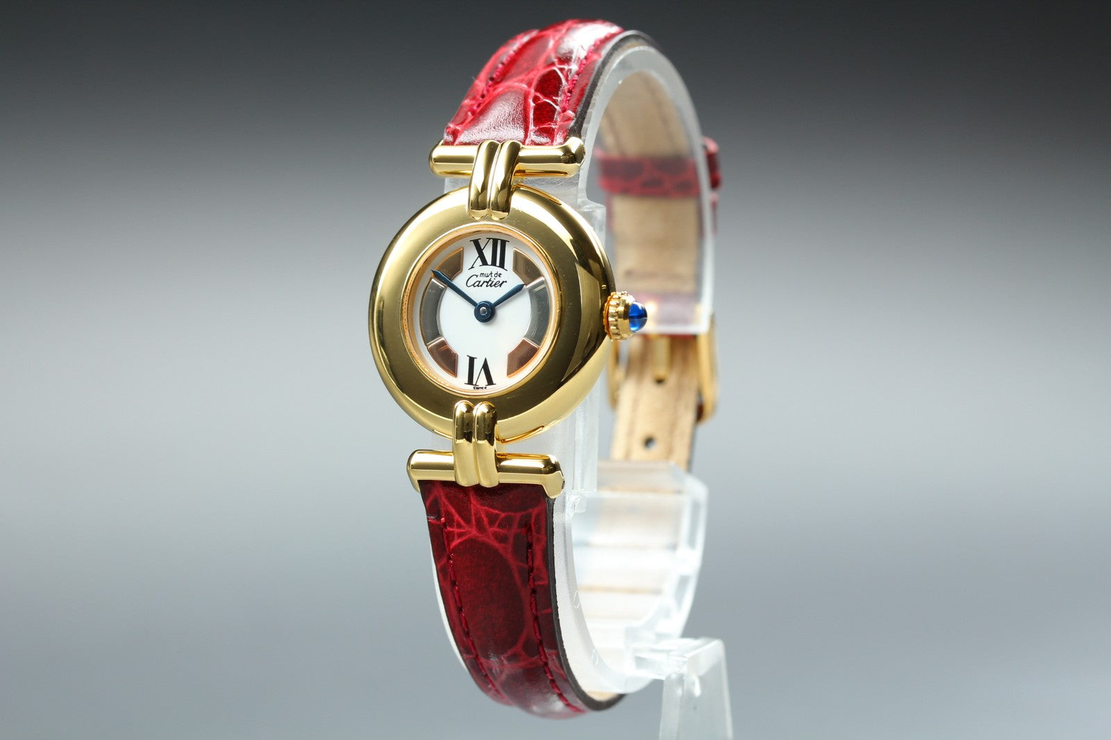 Vintage Cartier Must Colisee Vermeil 590002 Red Women's Quartz Watch [Pouch]