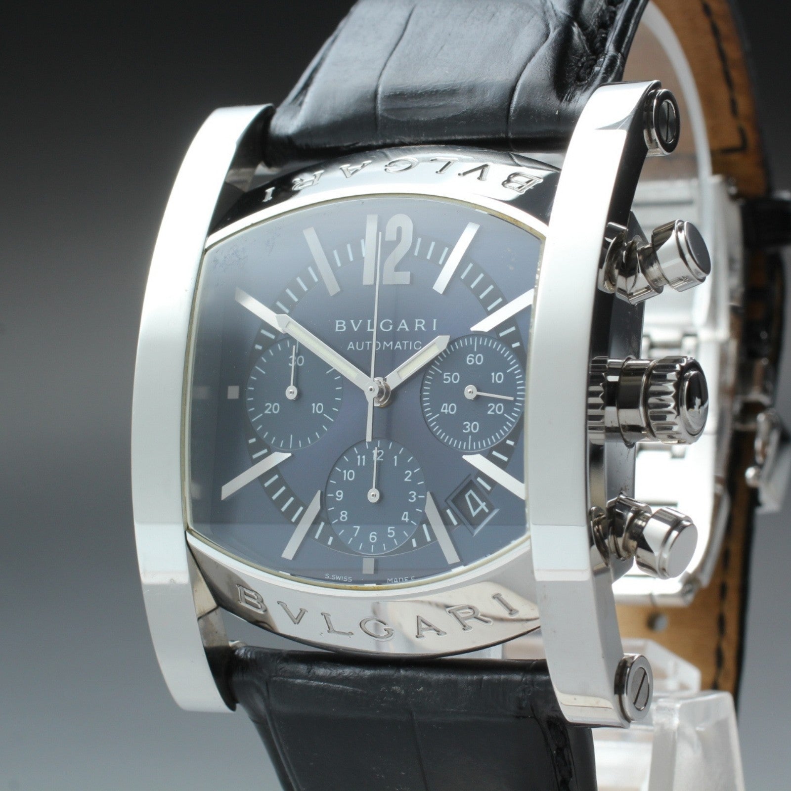 BVLGARI Assioma AA48SCH Automatic Chronograph Black Men's Watch 38mm From JAPAN
