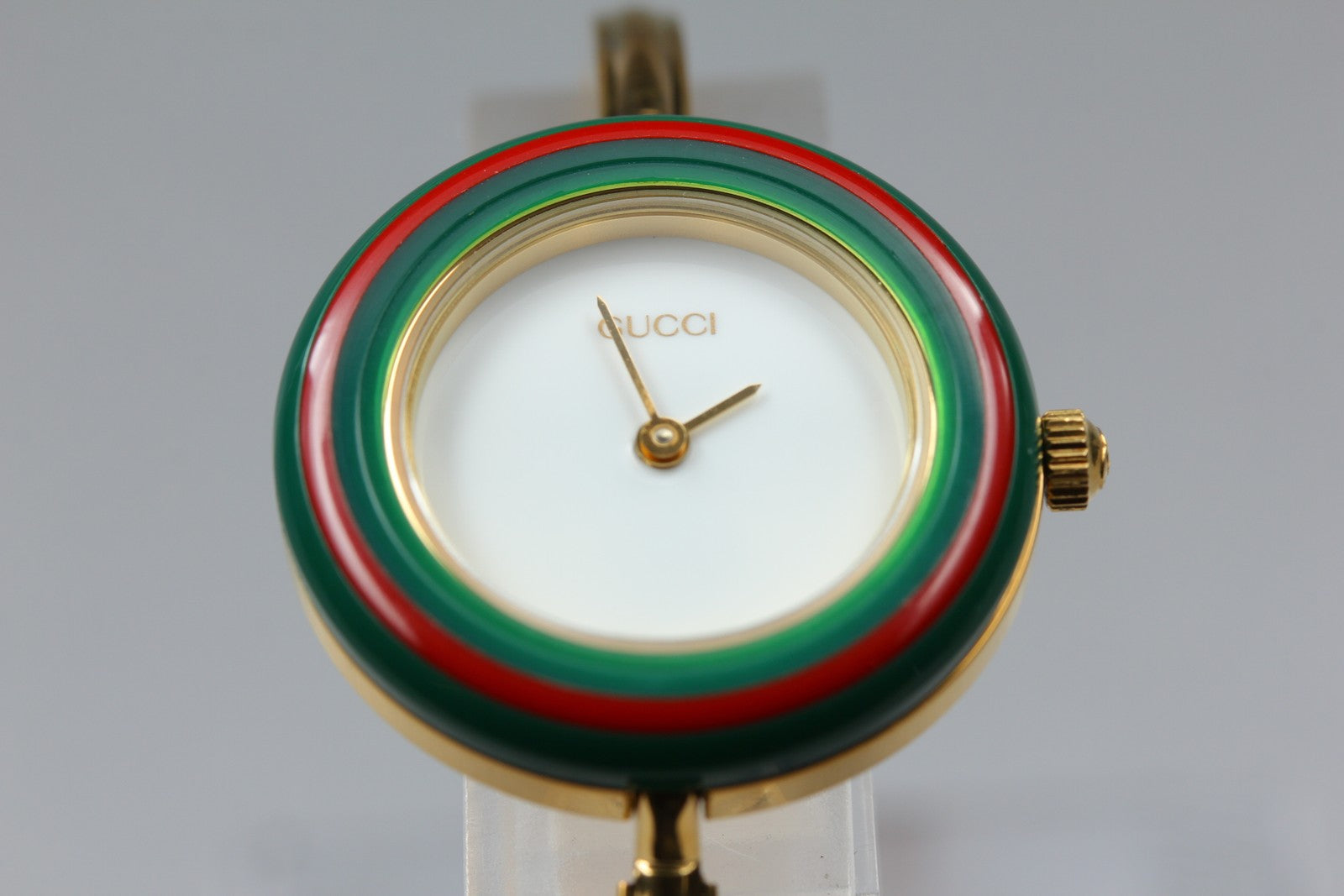 Overhauled [Exc+5 Box] Gucci Change Bezel 11/12.2 Gold 12 color Women's Qz Watch
