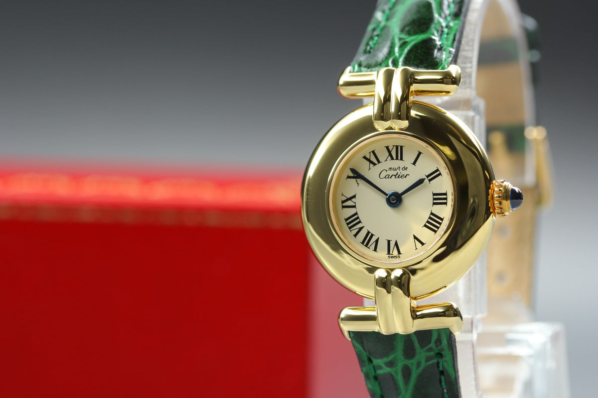 Cartier Must Colisee Vermeil 590002 Green Gold Women's Qz Watch Vintage [Box]