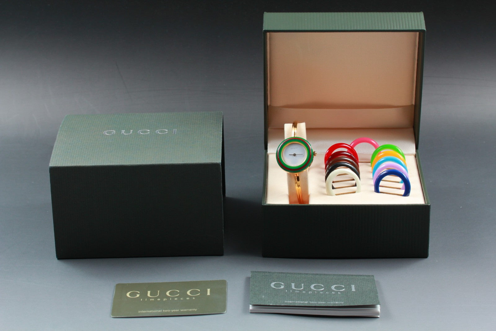 New Batt Gucci Change Bezel 11/12.2 12Color Women's White Quartz Watch JP