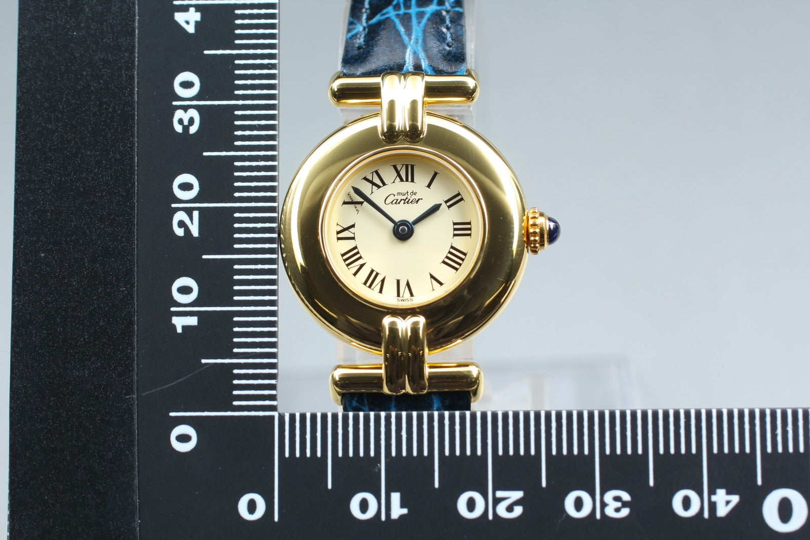 Vintage Cartier Must Colisee Vermeil 590002 Blue Gold Women's Quartz Watch [Box]