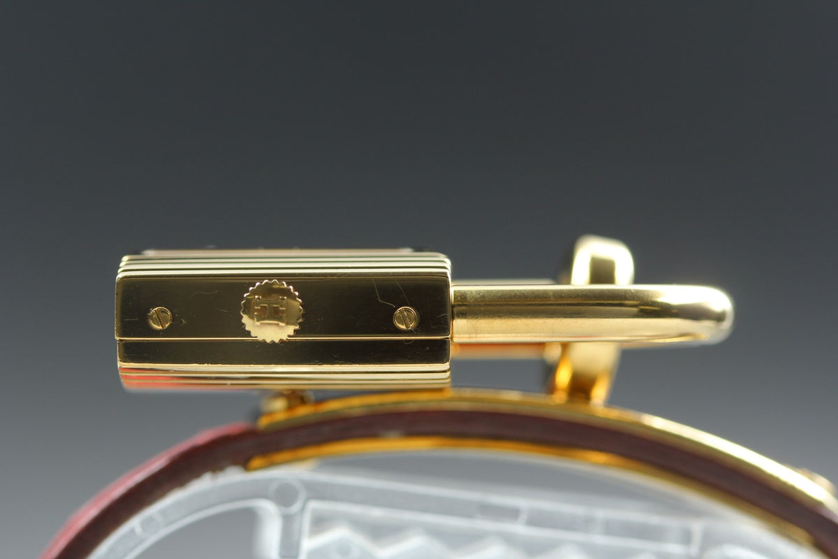 [Overhauled] HERMES Kelly Watch Gold Dial Red Leather "W" Woman's Watch Quartz