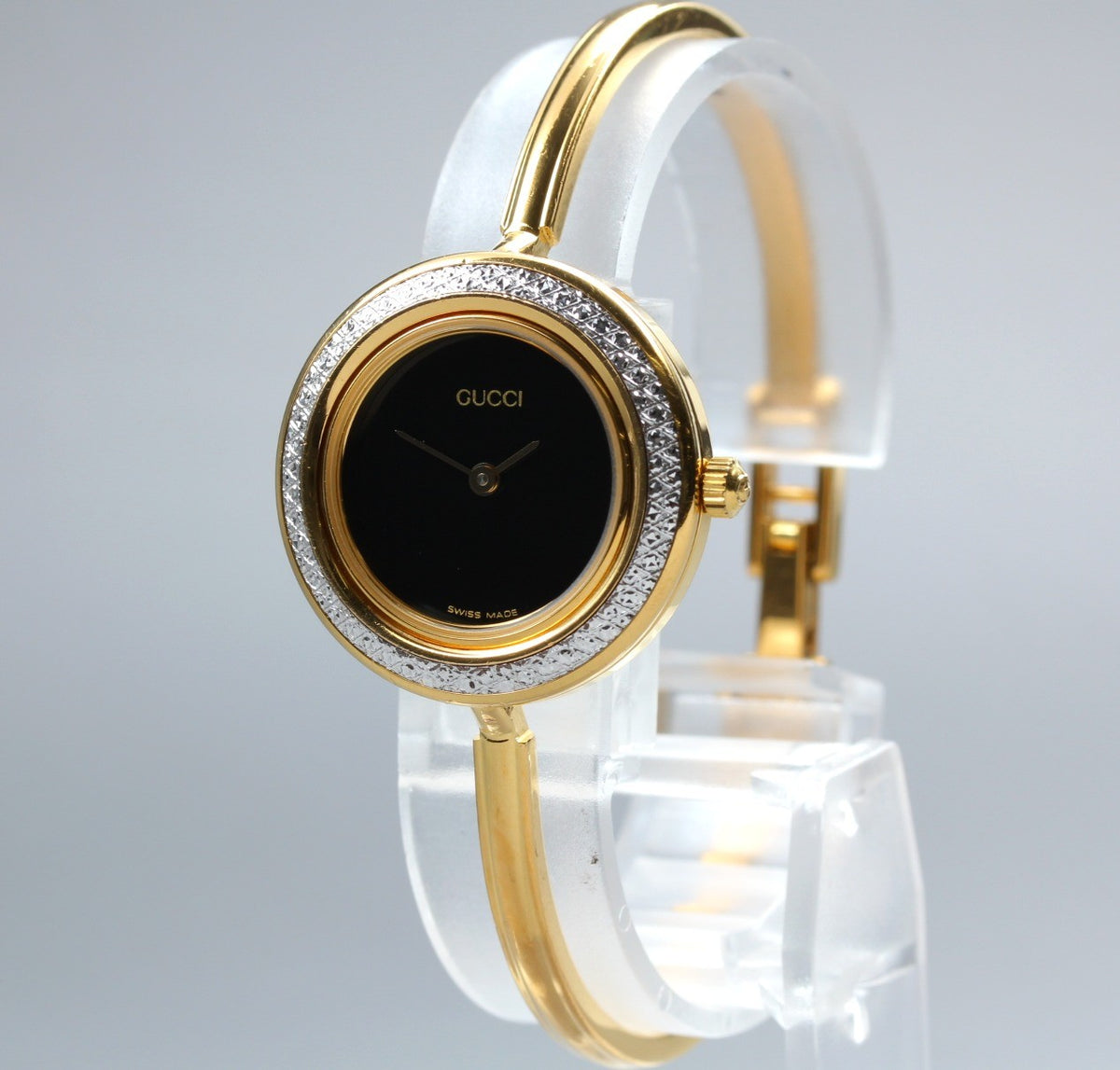 [Overhauled] Gucci Change Bezel 11/12.2 Black Dial Gold Women's Quartz Watch