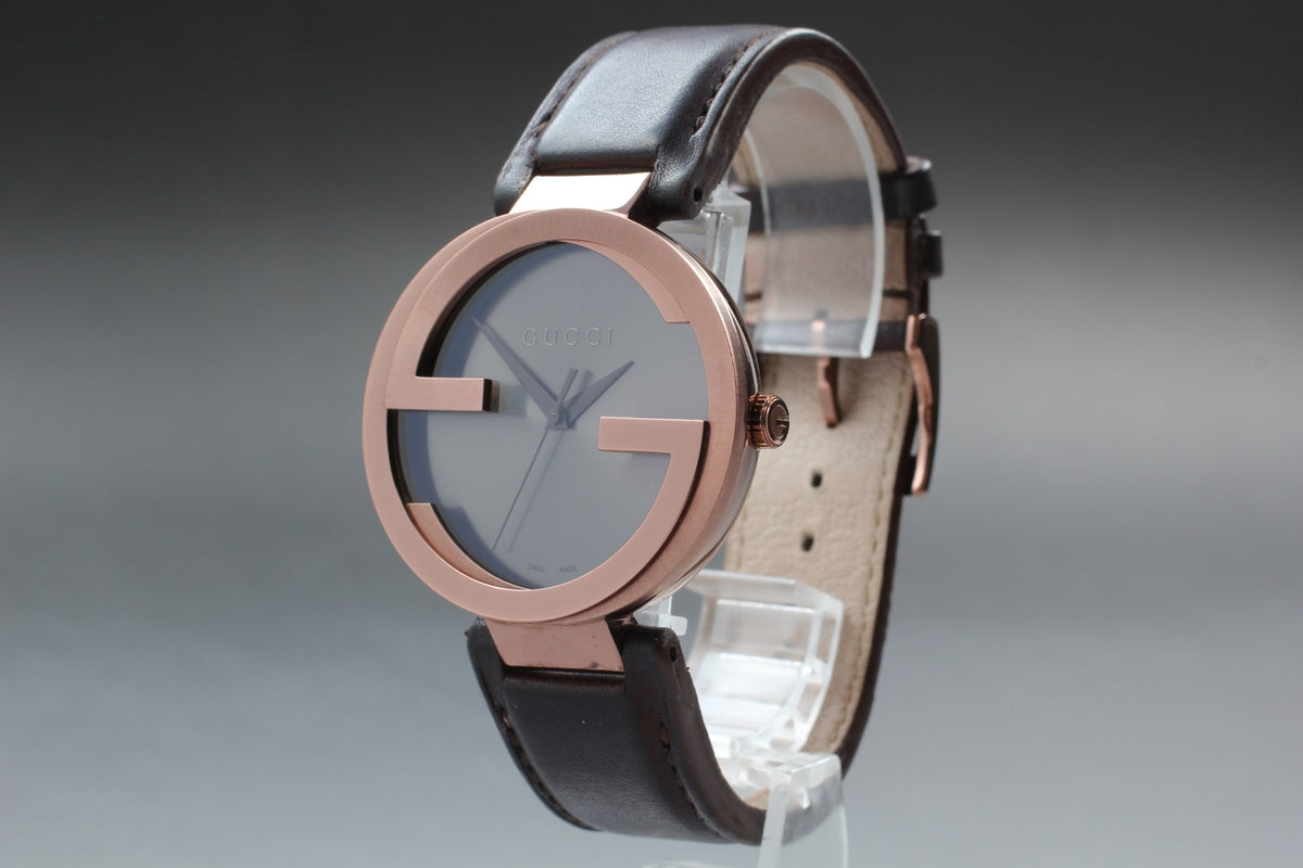 [Exc+5] GUCCI Interlocking 133.2 Black Bronze Men's Quartz Watch From JAPAN