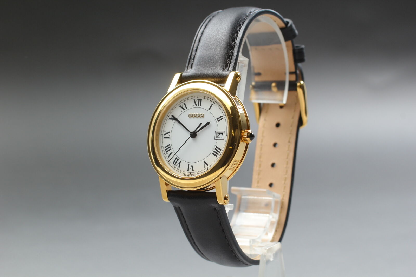 New Battery [Exc+5 Box] GUCCI 7200M Gold 34mm Men's Qz Watch Vintage From JAPAN