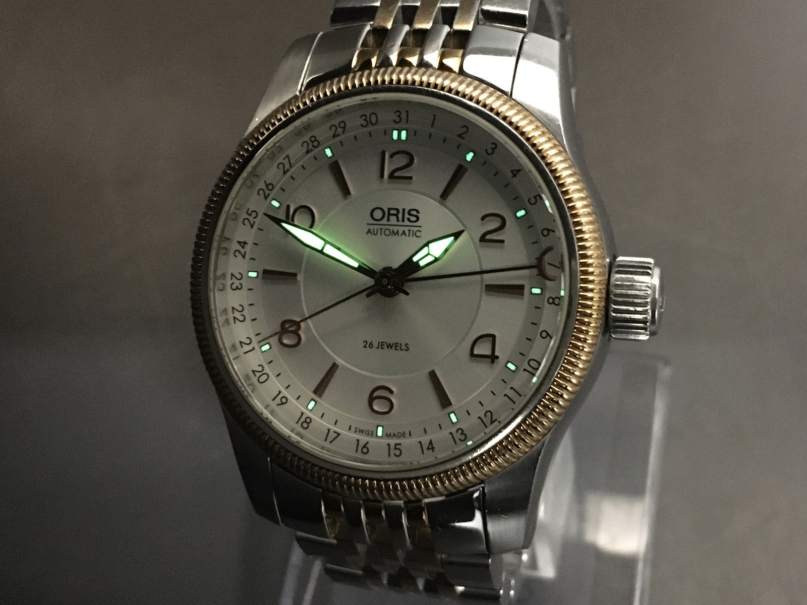[Exc+5] ORIS Big Crown Pointer Date 7628 Silver Gold Automatic Men's Watch JAPAN