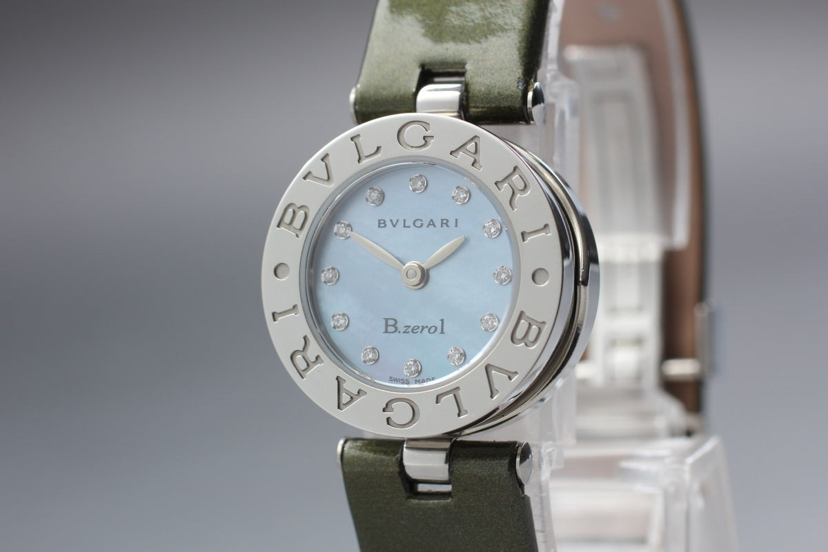 New Batt BVLGARI B-zero1 BZ22S Quartz Blue Dial Women's Watch 22mm JAPAN Box