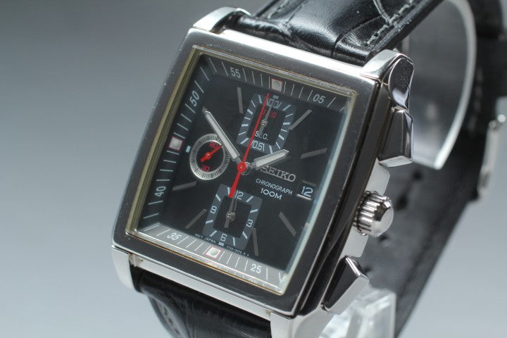 RARE[Exc+5] SEIKO Chronograph 7T92-0HS0 Black Quartz Men's Watch 39mm JAPAN