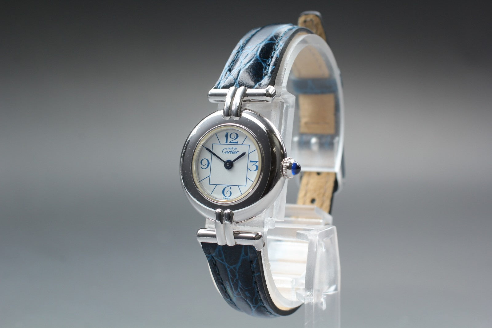 Cartier Must Colisee Vermeil 2411 Silver Blue Women's Quartz Watch [Pouch]