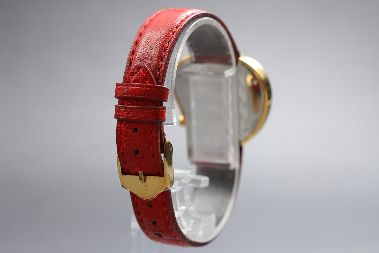 Overhauled [Exc+4] Yves Saint Laurent Heart Gold Red 30mm Women's Watch Quartz