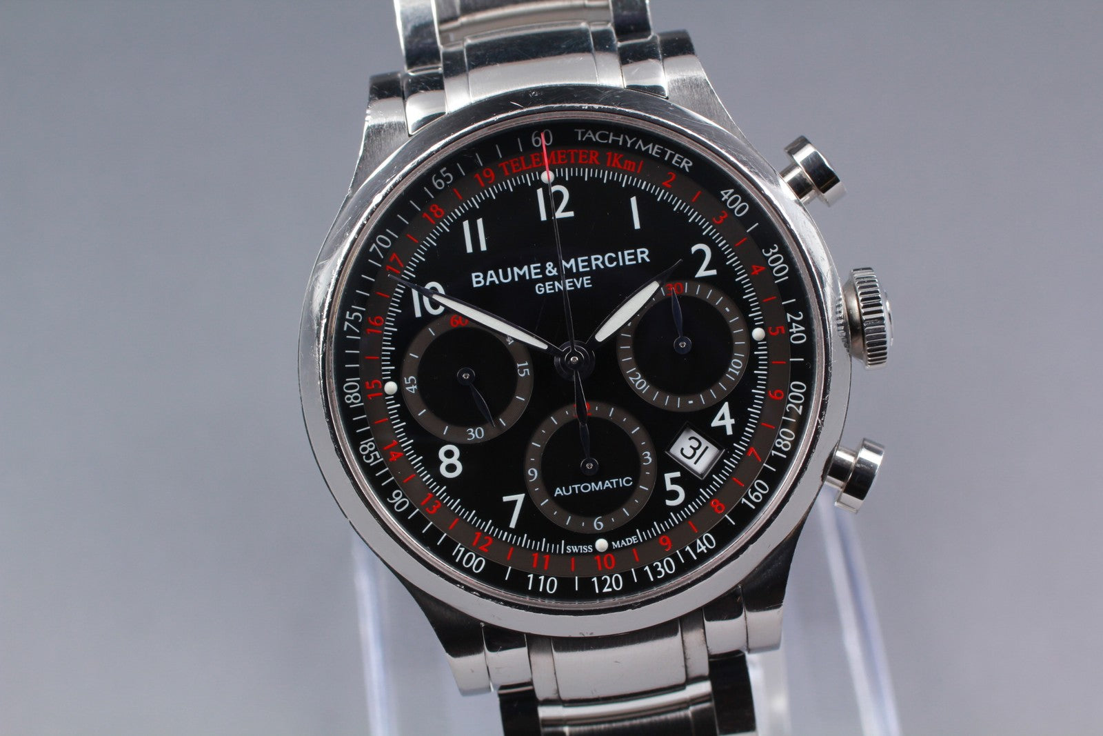 Baume & Mercier Capeland 65726 Black Chronograph Automatic Men's Watch 42mm JP