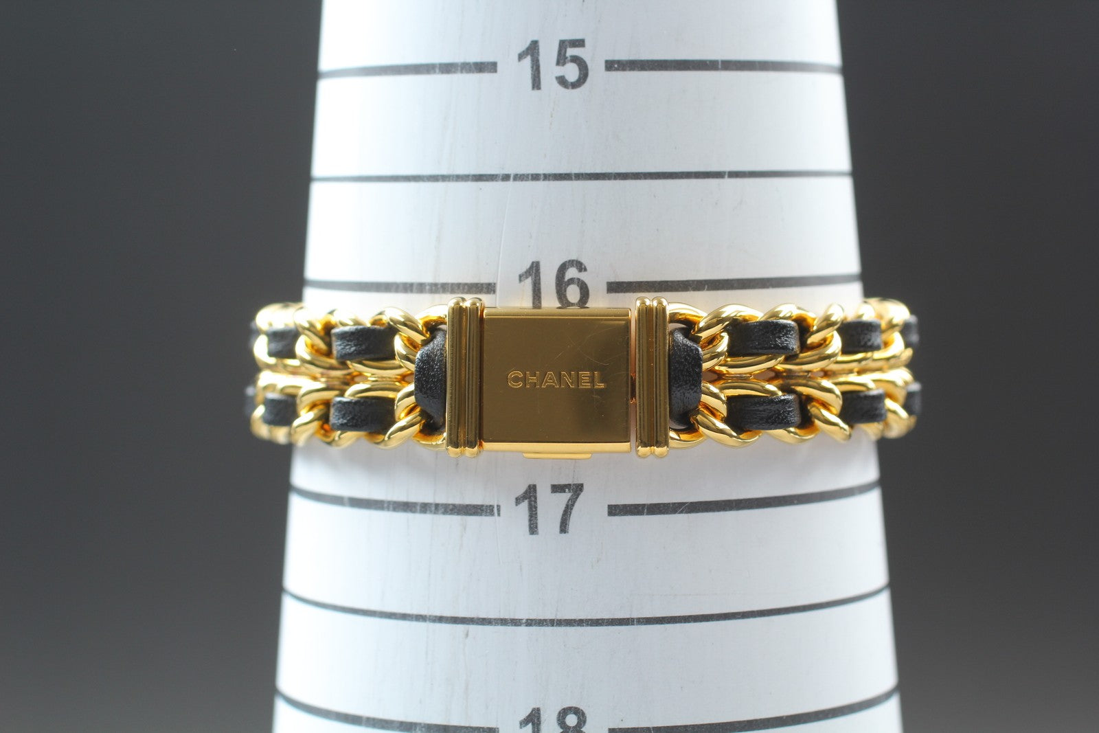 [Near MINT- Box] CHANEL Premiere L Size Black Dial 20mm Gold Quartz Womens Watch