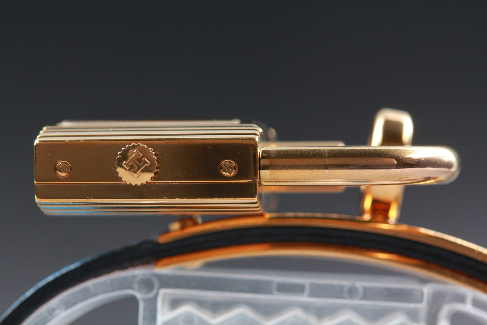 Overhauled [Exc+5] HERMES Kelly Watch Gold Dial Blue "W" Woman's Quartz Watch