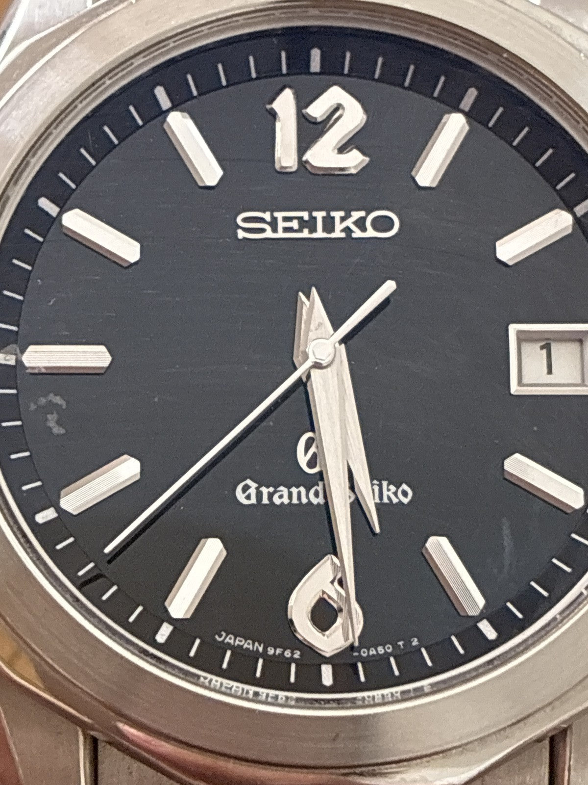Vintage SEIKO Grand Seiko 9F62-0A60 SBGX035 Quartz Black Men's Watch 38mm JAPAN